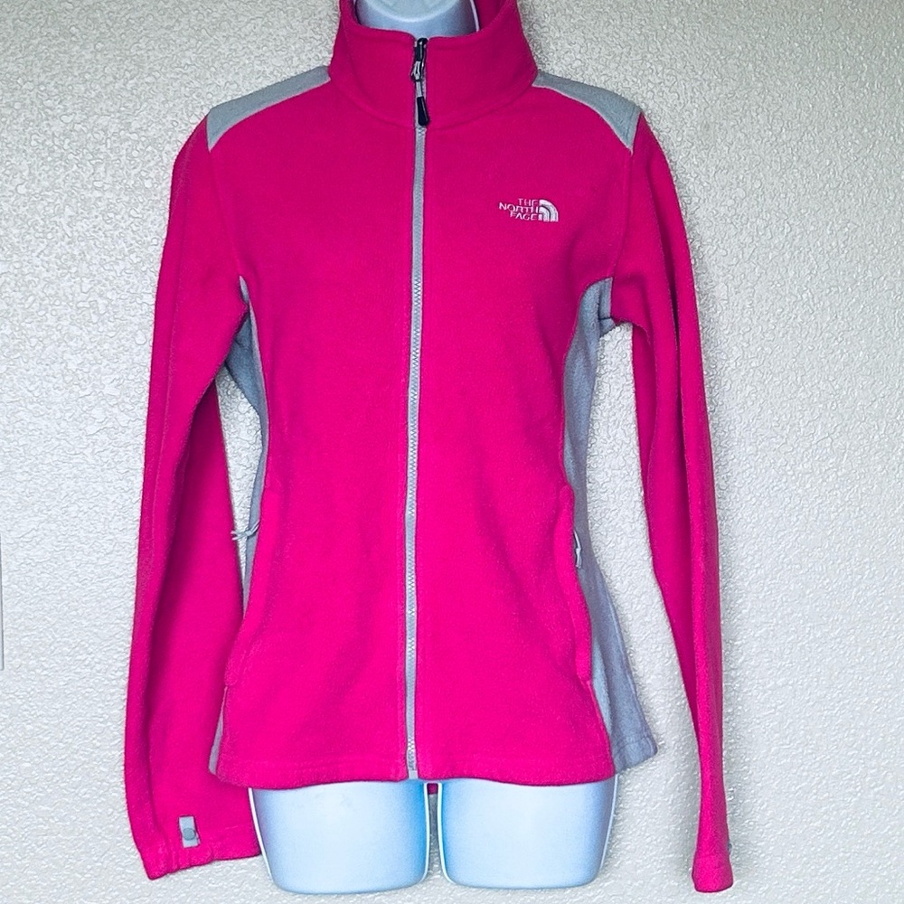 🏔️The North Face Fuchsia and Gray Fleece Jacket Medium GUC